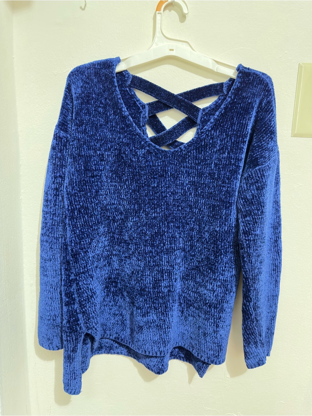 Blue Crisscross Back Women's Sweater